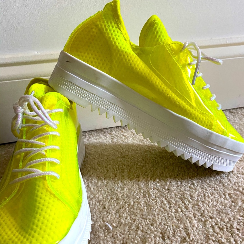 Neon yellow chunky sneakers